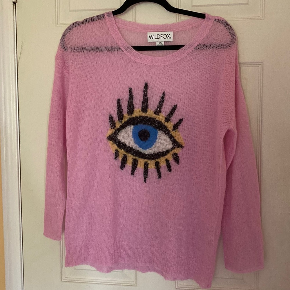 Wild fox xs sheer pink sweater